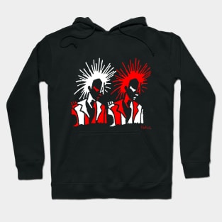 Punk Mates in White and Red by Blackout Design Hoodie